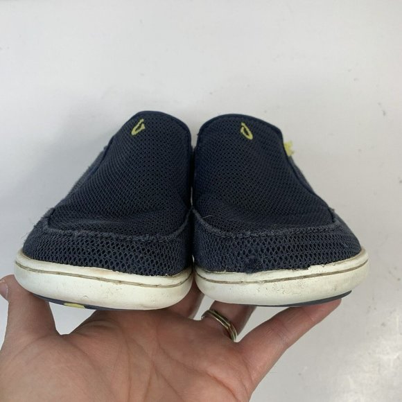 Olukai Nohea Mesh Casual Slip On Loafer Navy Green Logo Shoe Youth Boy Size 1 B1 - Picture 10 of 12